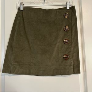 Large Altar'D State Olive Green Button Front Zip Back Corduroy Mini Skirt